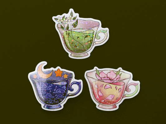 Starry Night Tea Cup Sticker