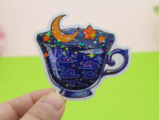 Starry Night Tea Cup Sticker