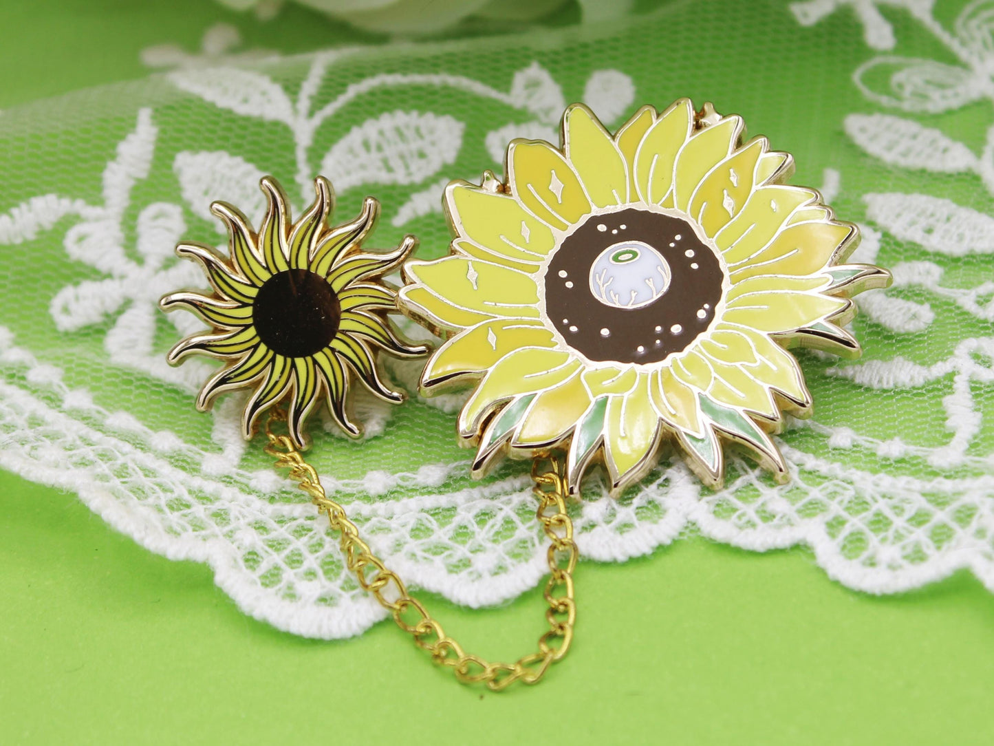 Sunflower & Sun Collar Enamel Pin