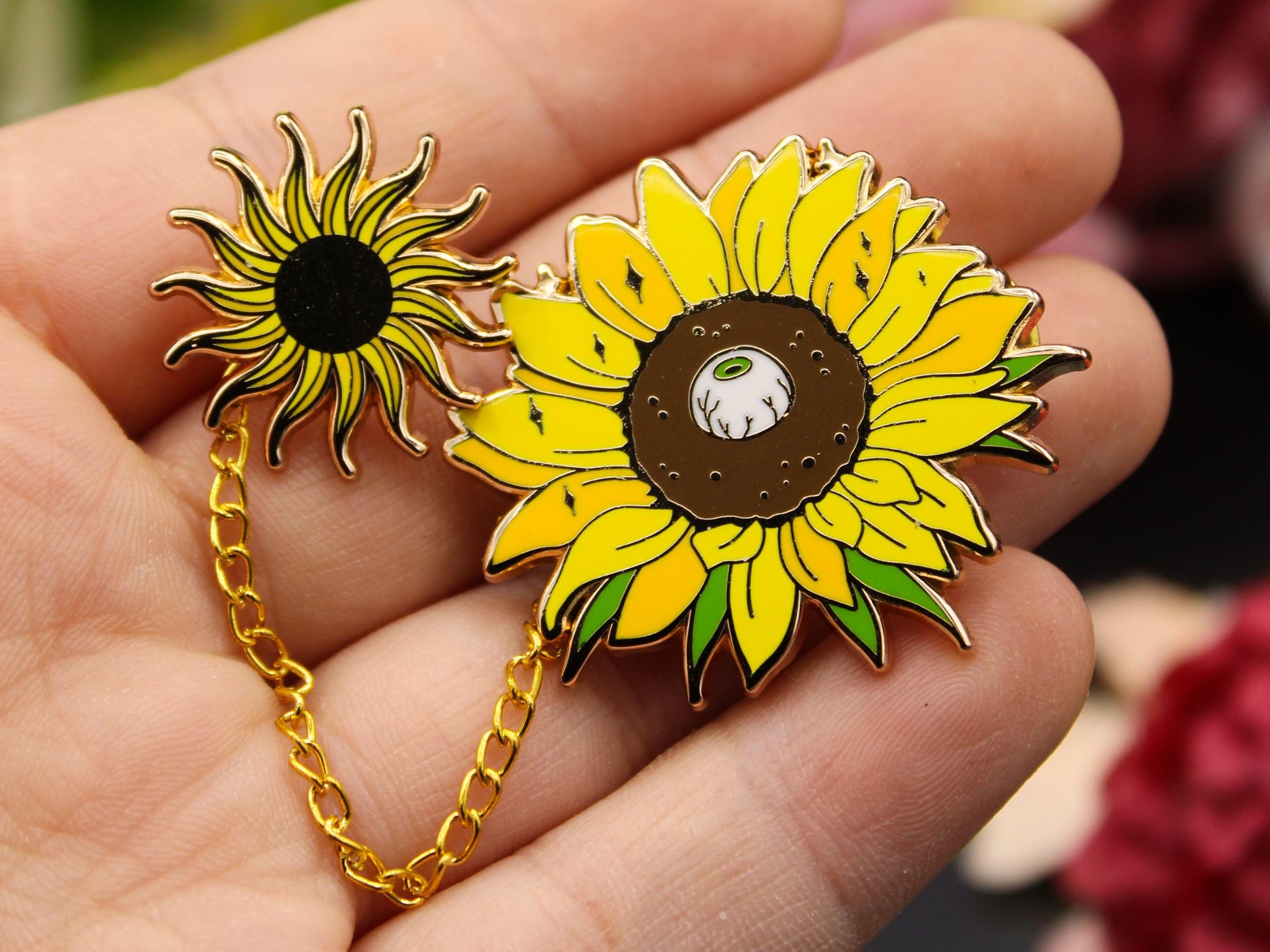 Sunflower & Sun Collar Enamel Pin