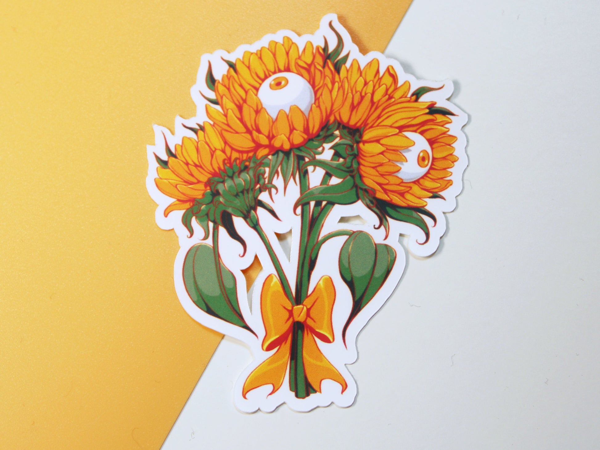 Sunflower bouquet with Eyes Vinyl Sticker