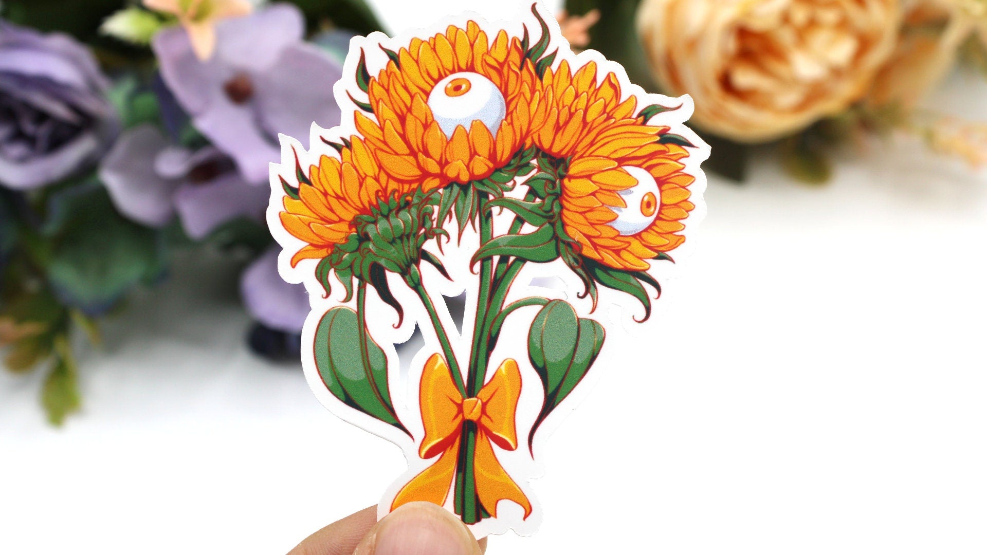 Sunflower bouquet with Eyes Vinyl Sticker