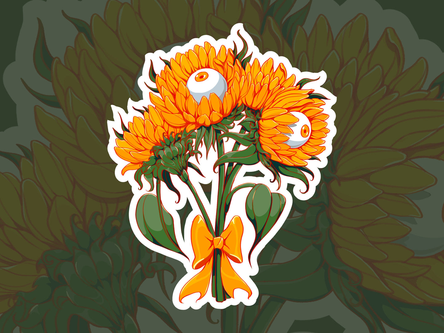 Sunflower bouquet with Eyes Vinyl Sticker