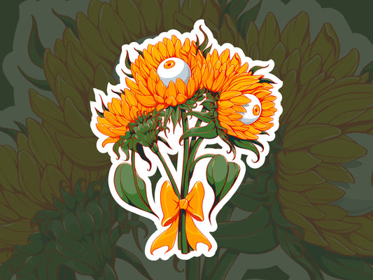 Sunflower bouquet with Eyes Vinyl Sticker