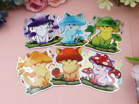 Meowshrooms - Colorful Holo Stickers