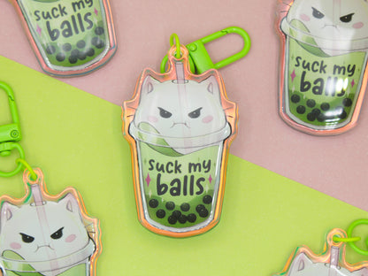 Rude Boba "Suck My Balls" Acrylic Charm