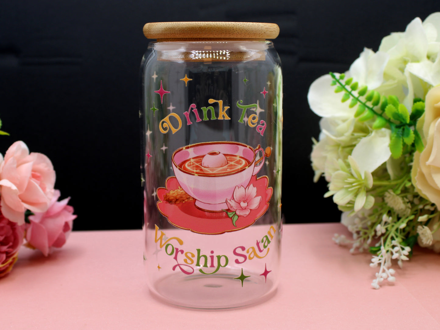 Drink Tea & Worship Satan Tumblers with Lid