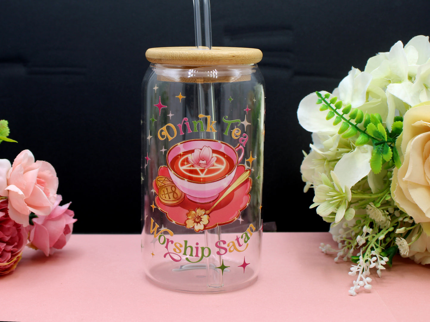 Drink Tea & Worship Satan Tumblers with Lid