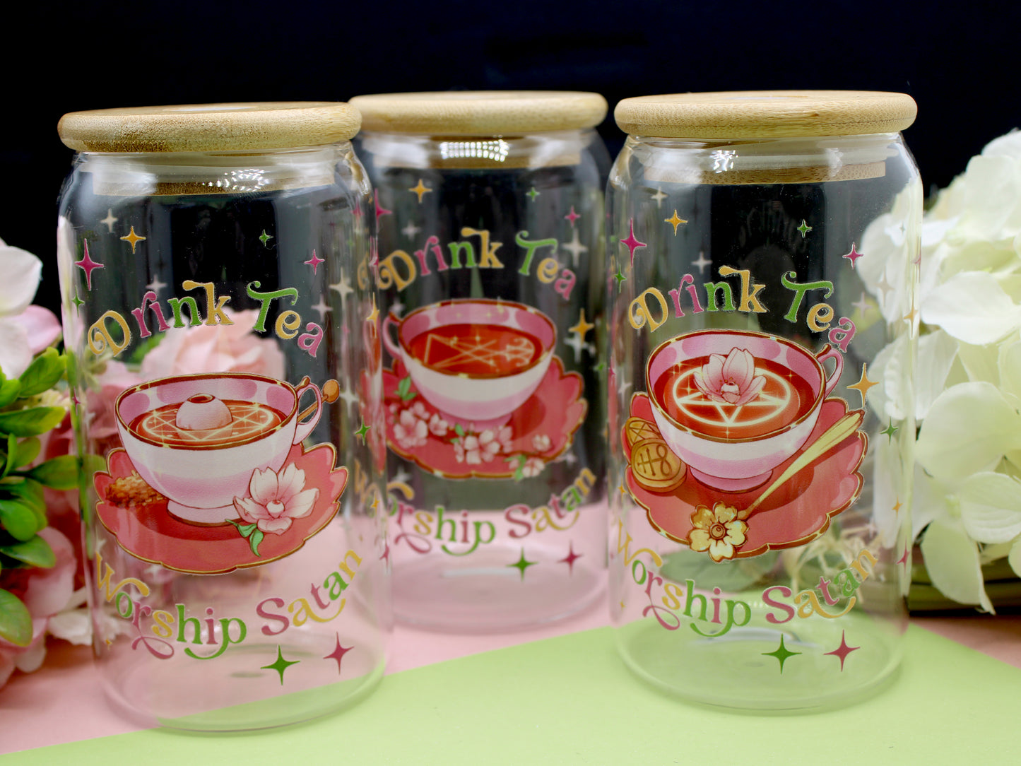 Drink Tea & Worship Satan Tumblers with Lid