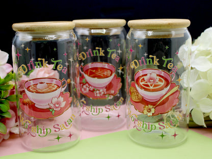 Drink Tea & Worship Satan Tumblers with Lid