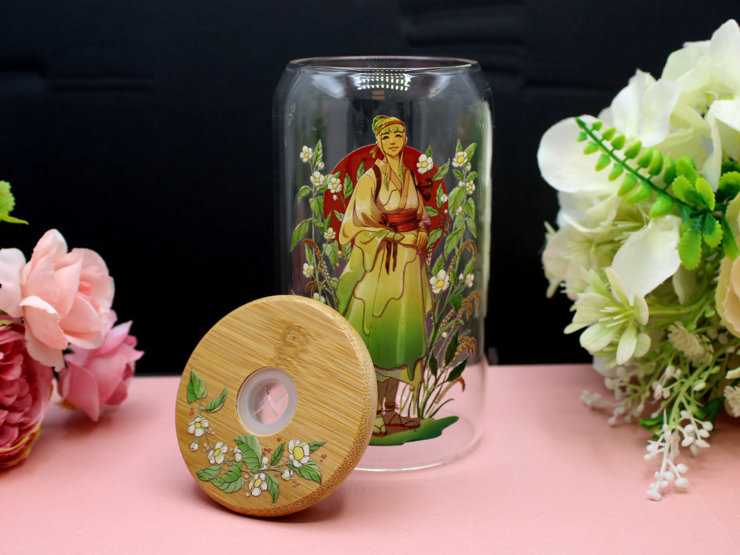 Genmaicha Glass Tumbler with lid