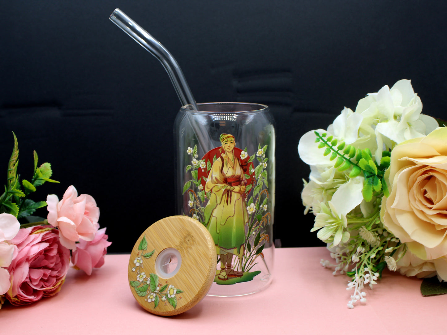 Genmaicha Glass Tumbler with lid