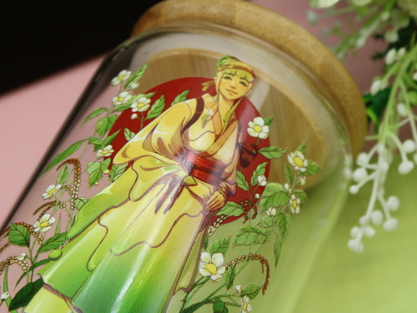 Genmaicha Glass Tumbler with lid