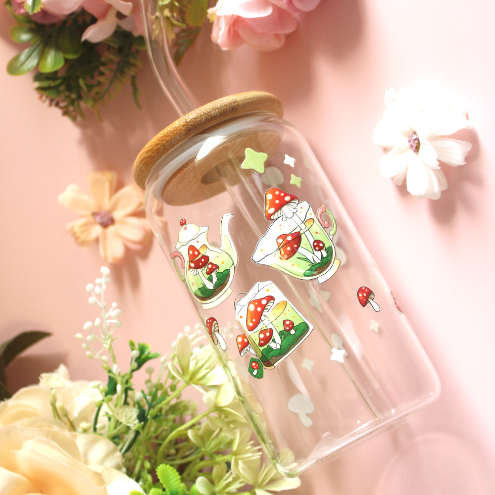 Mushroom Tea Glass Tumbler