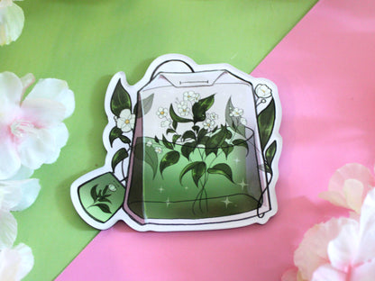 Green Tea Bag Acrylic Fridge Magnet