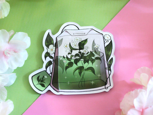 Green Tea Bag Acrylic Fridge Magnet