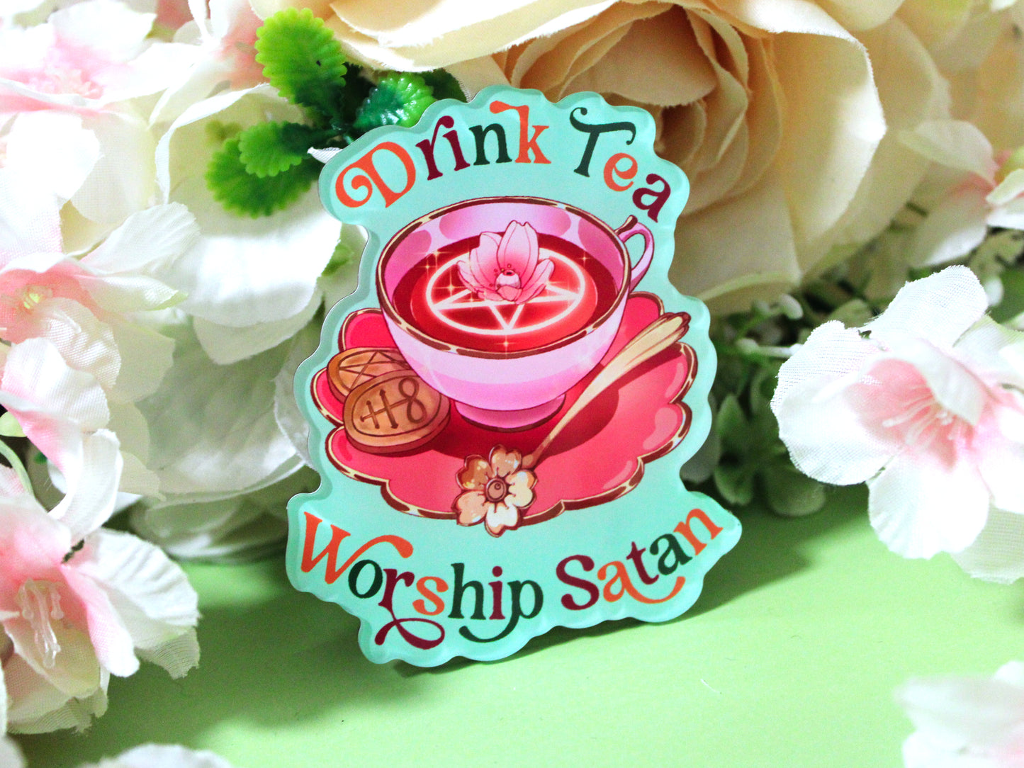 Drink Tea, Worship Satan Acrylic Fridge Magnet