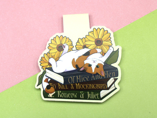 Calico Cat with Books Magnetic Bookmark