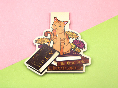 Orange Cat and Book Puns Magnetic Bookmark