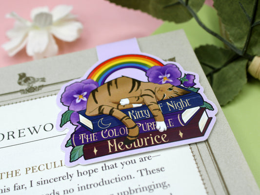 Tabby Cat, Books & Pride Puns Magnetic Bookmark