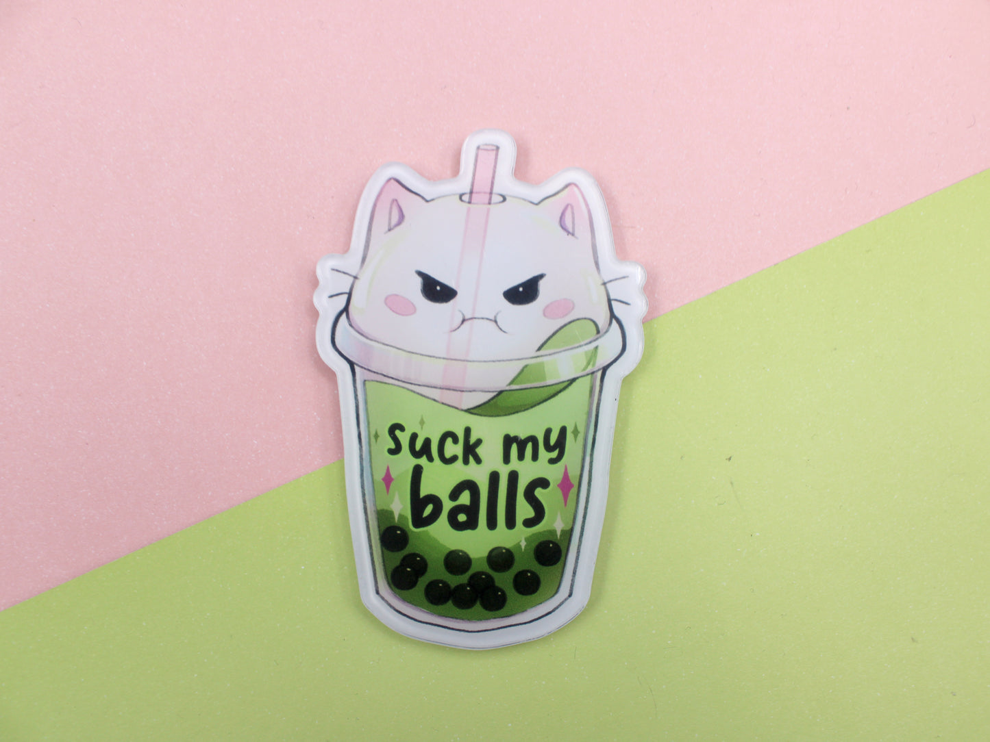 Rude Boba "Suck My Balls" Acrylic Fridge Magnet