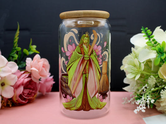Matcha Glass Tumbler with lid