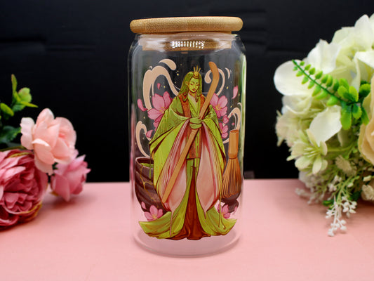 Matcha Glass Tumbler with lid
