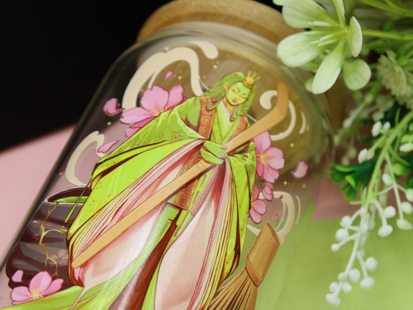 Matcha Glass Tumbler with lid