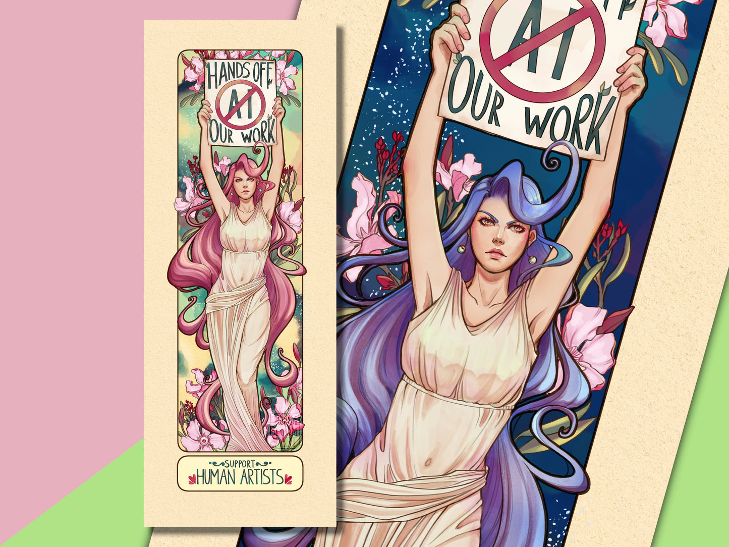 NO AI - Support Human Artists Nouveau Art Print, 2 colorways