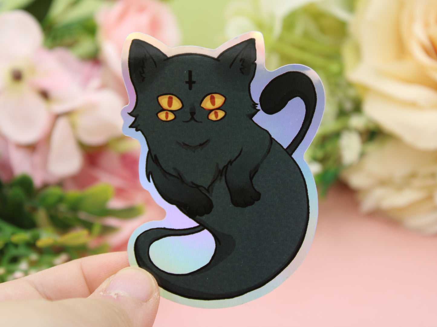 Four Eyed Cat Ghost Sticker