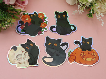 Four Eyed Cat With Skull Sticker