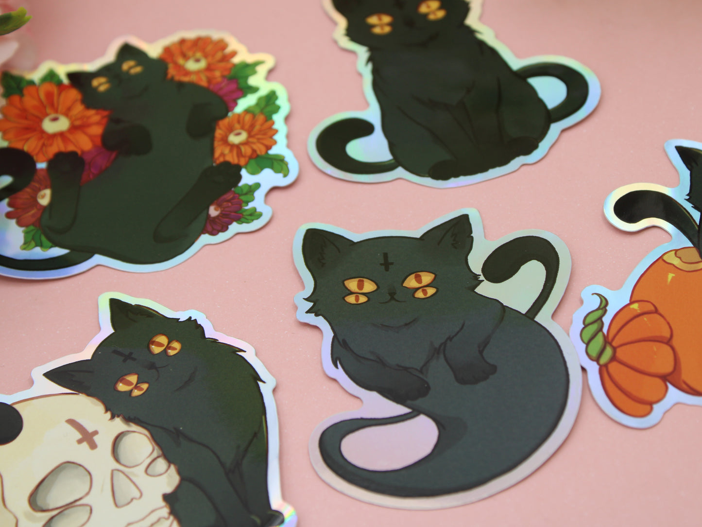 Four Eyed Cat With Skull Sticker