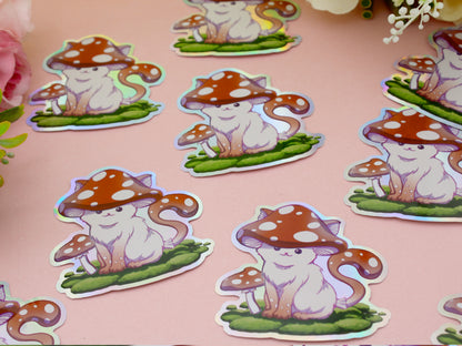 Holographic Meowshroom Sticker