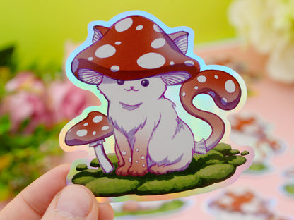 Holographic Meowshroom Sticker