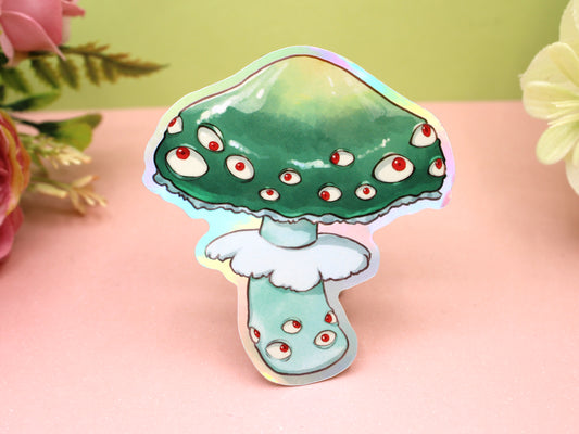 Verdigris Agaric Mushroom With Eyes Sticker