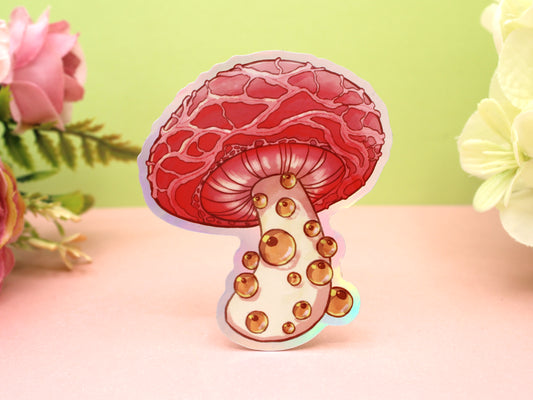 Netted Rhodotus Mushroom With Eyes Sticker