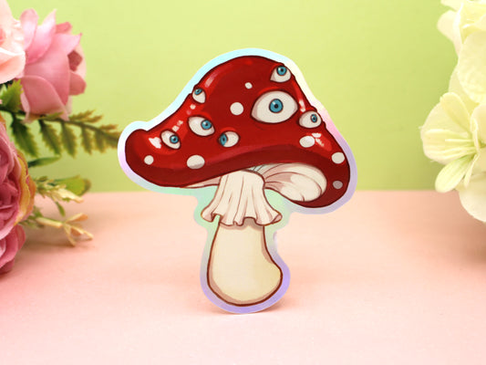 Fly Agaric Mushroom With Eyes Sticker
